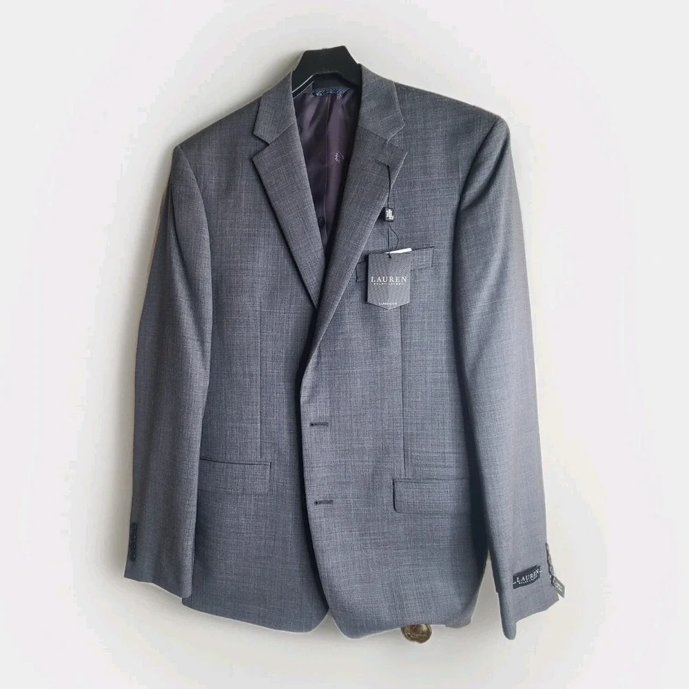 Lauren Ralph Lauren 42L Gray Ultraflex Blazer Sport Coat 100% Wool Classic Fit